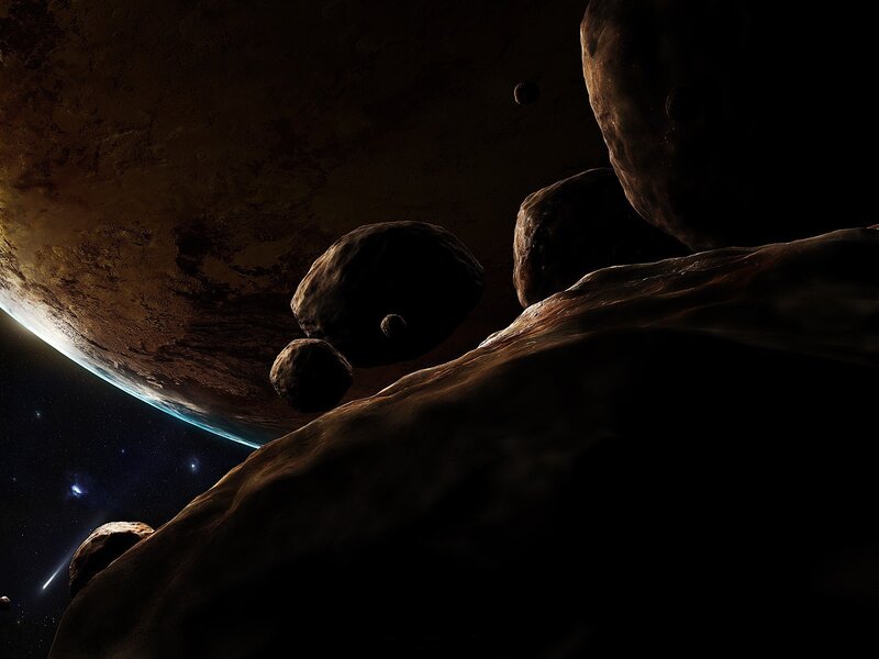 Asteroids in Space — Brown