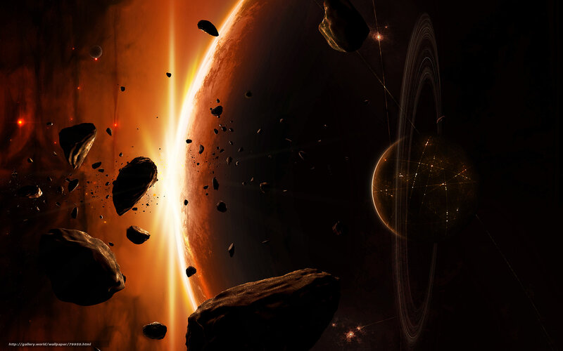 Asteroids in Space — Orange, Dramatic
