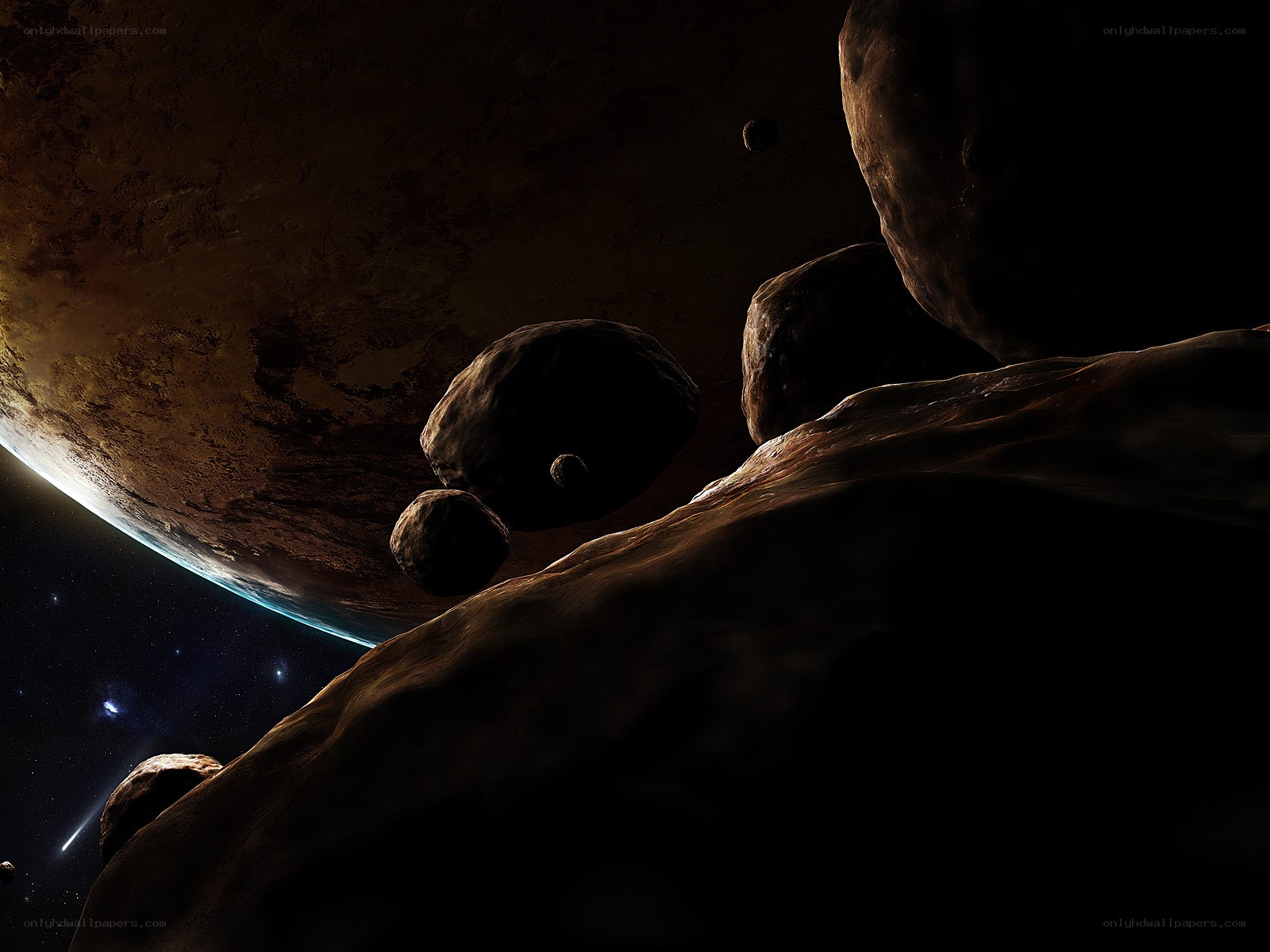 Asteroids near a planet
