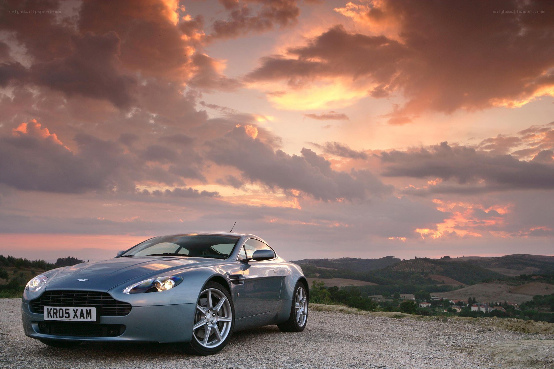 Aston Martin at sunset
