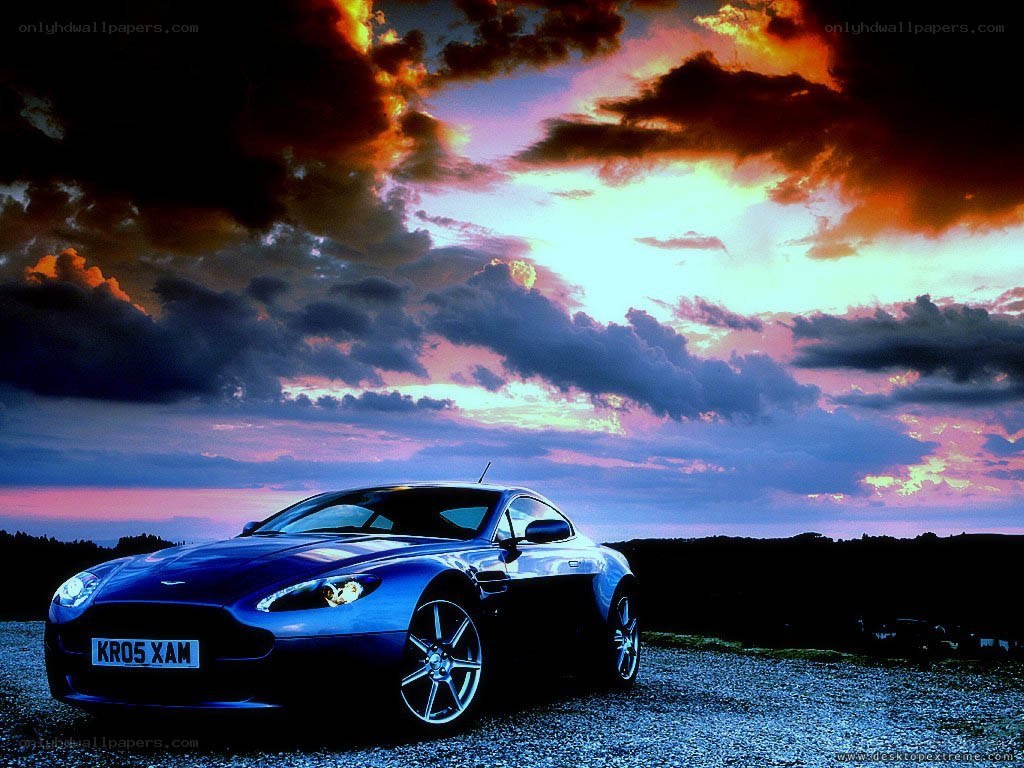 Aston Martin at sunset