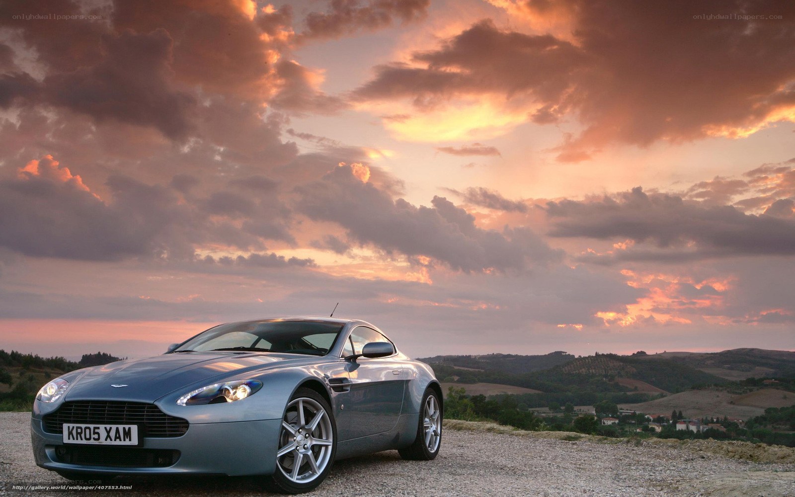 Aston Martin at sunset