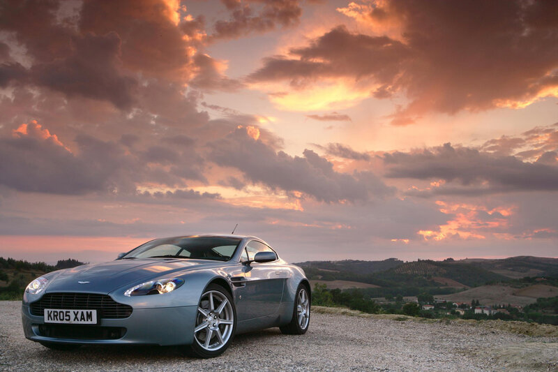 Aston Martin at sunset