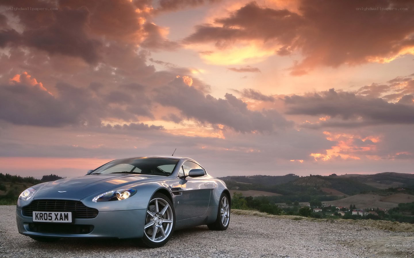 Aston Martin at sunset