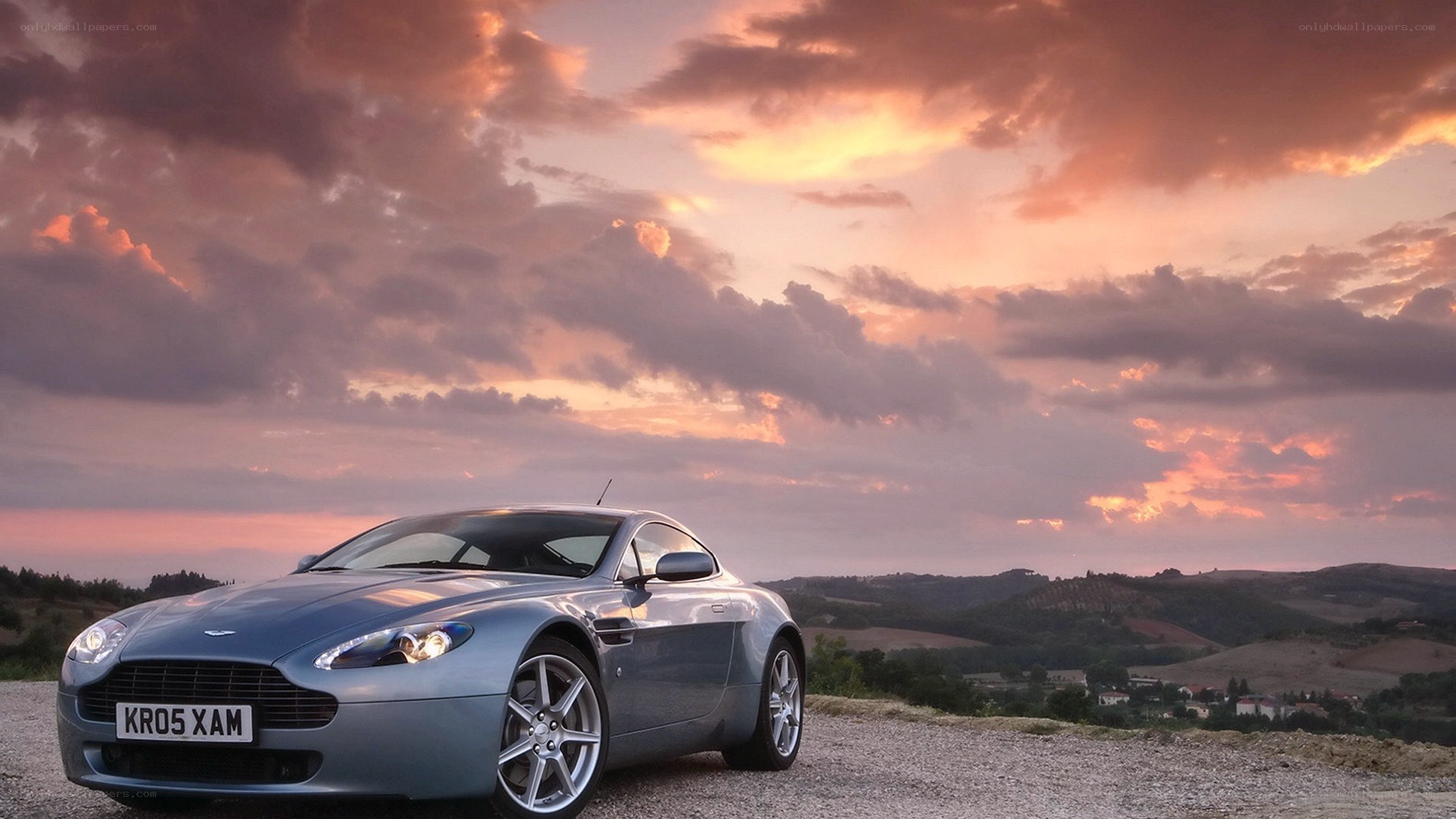Aston Martin at sunset