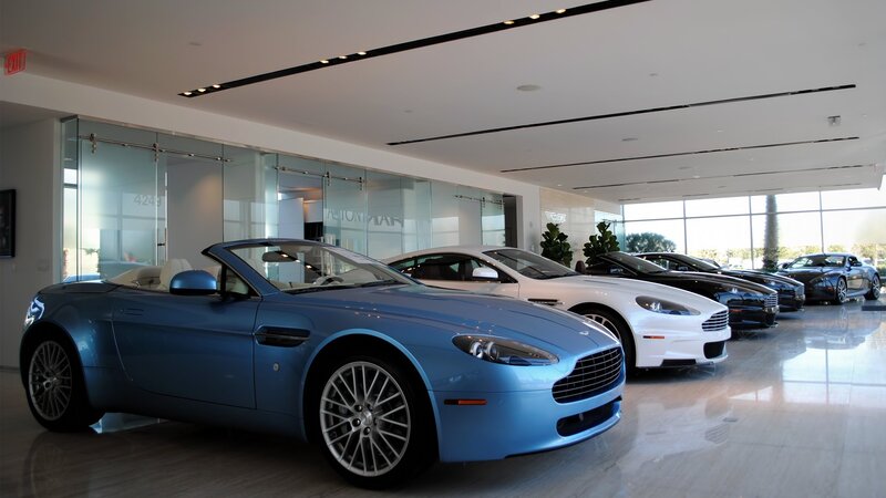Aston Martin cars on display