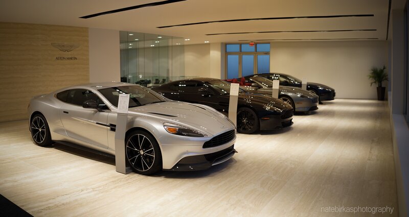 Aston Martin cars on display