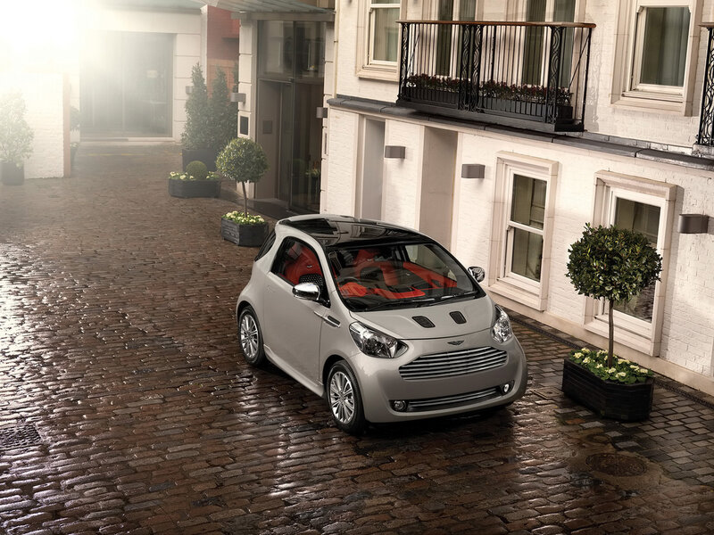 Aston Martin Cygnet on cobblestones