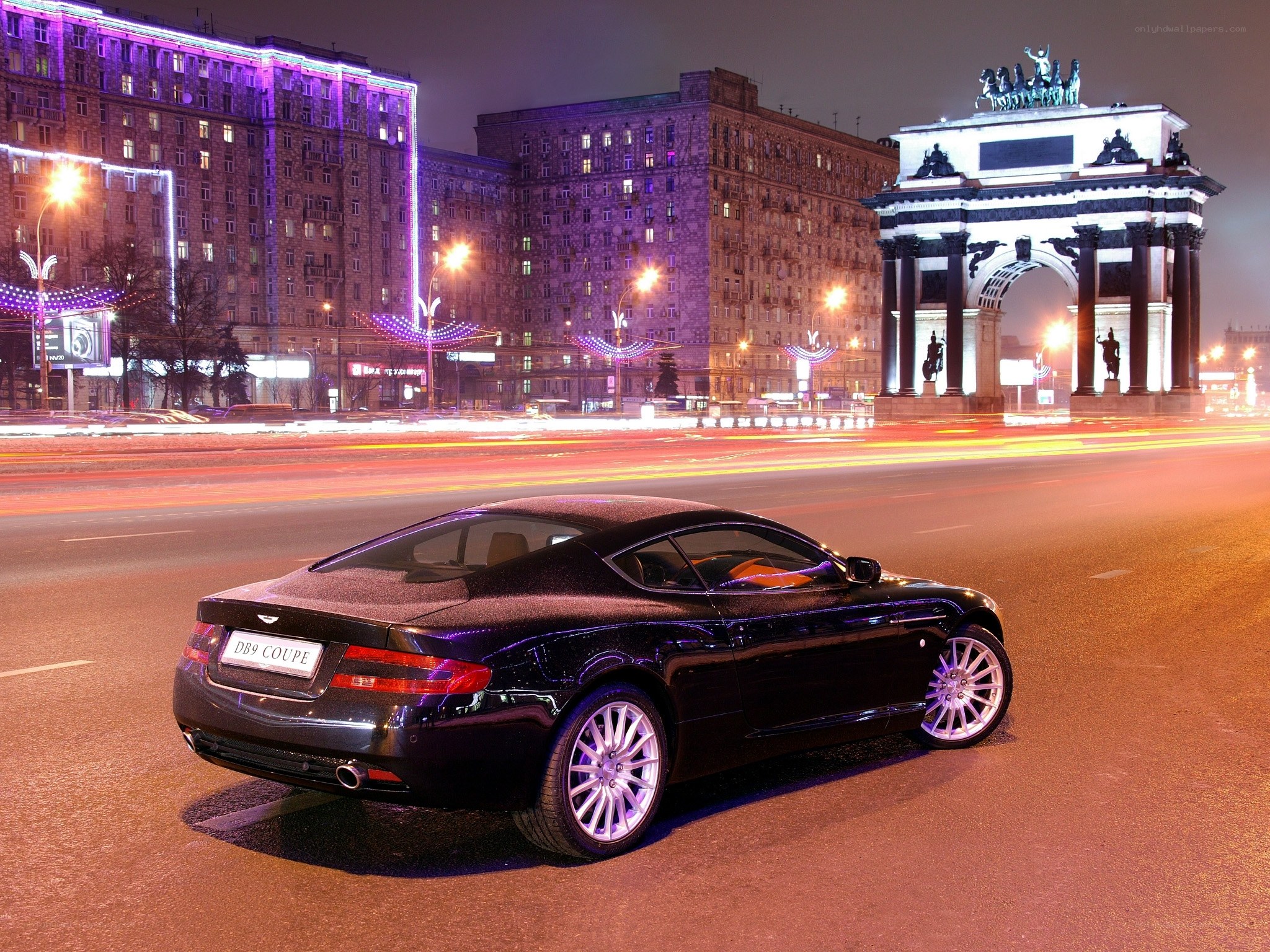 Aston Martin DB9 Coupe at night