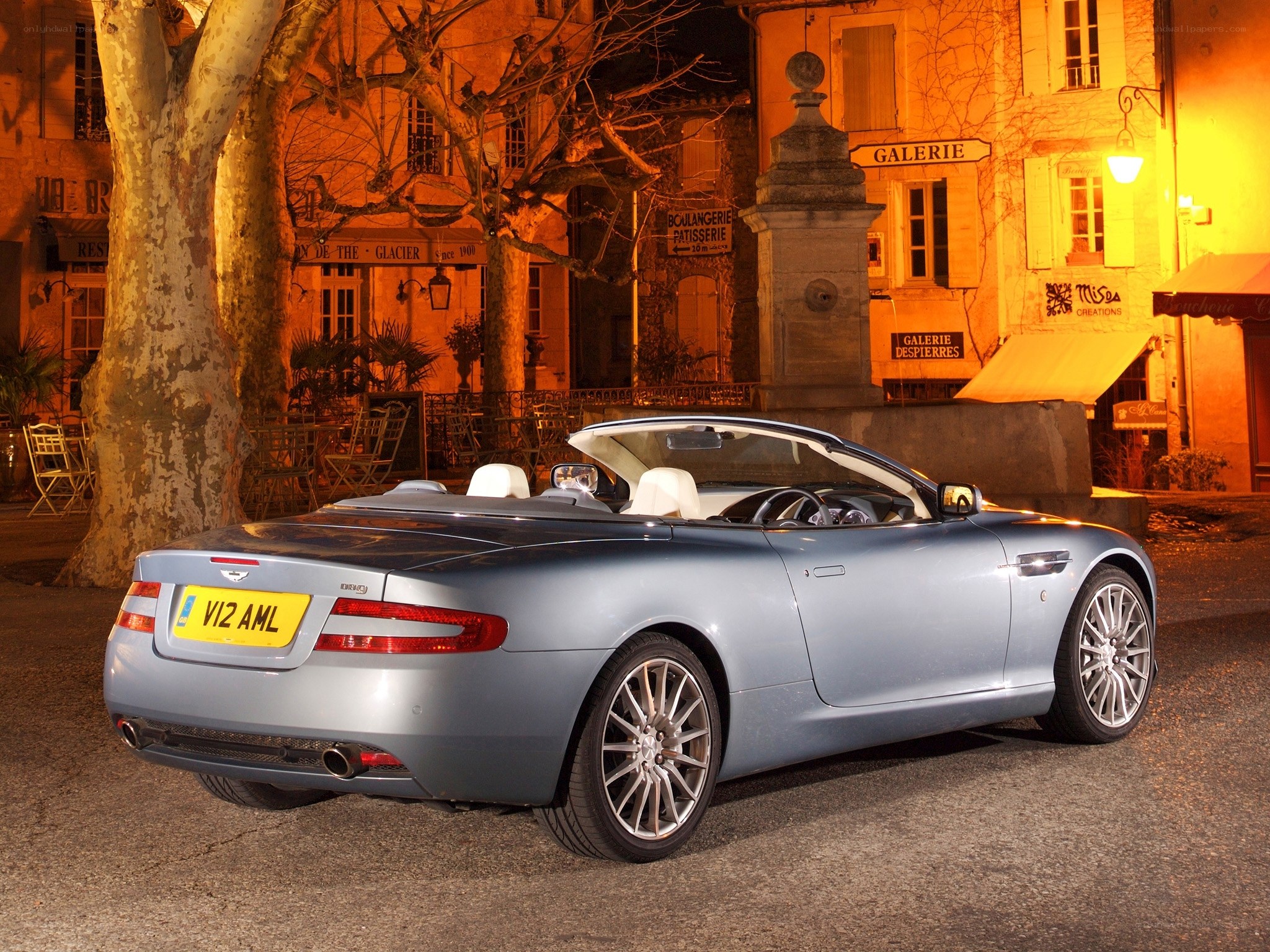 Aston Martin DB9 in a European town