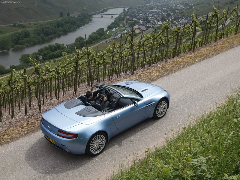 Aston Martin DB9 on a vineyard road