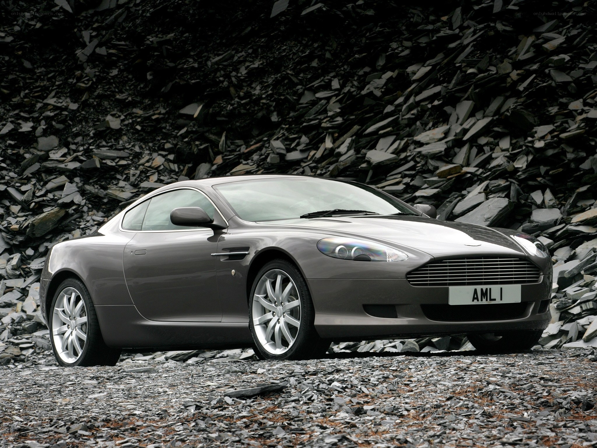 Aston Martin DB9 on rocky terrain
