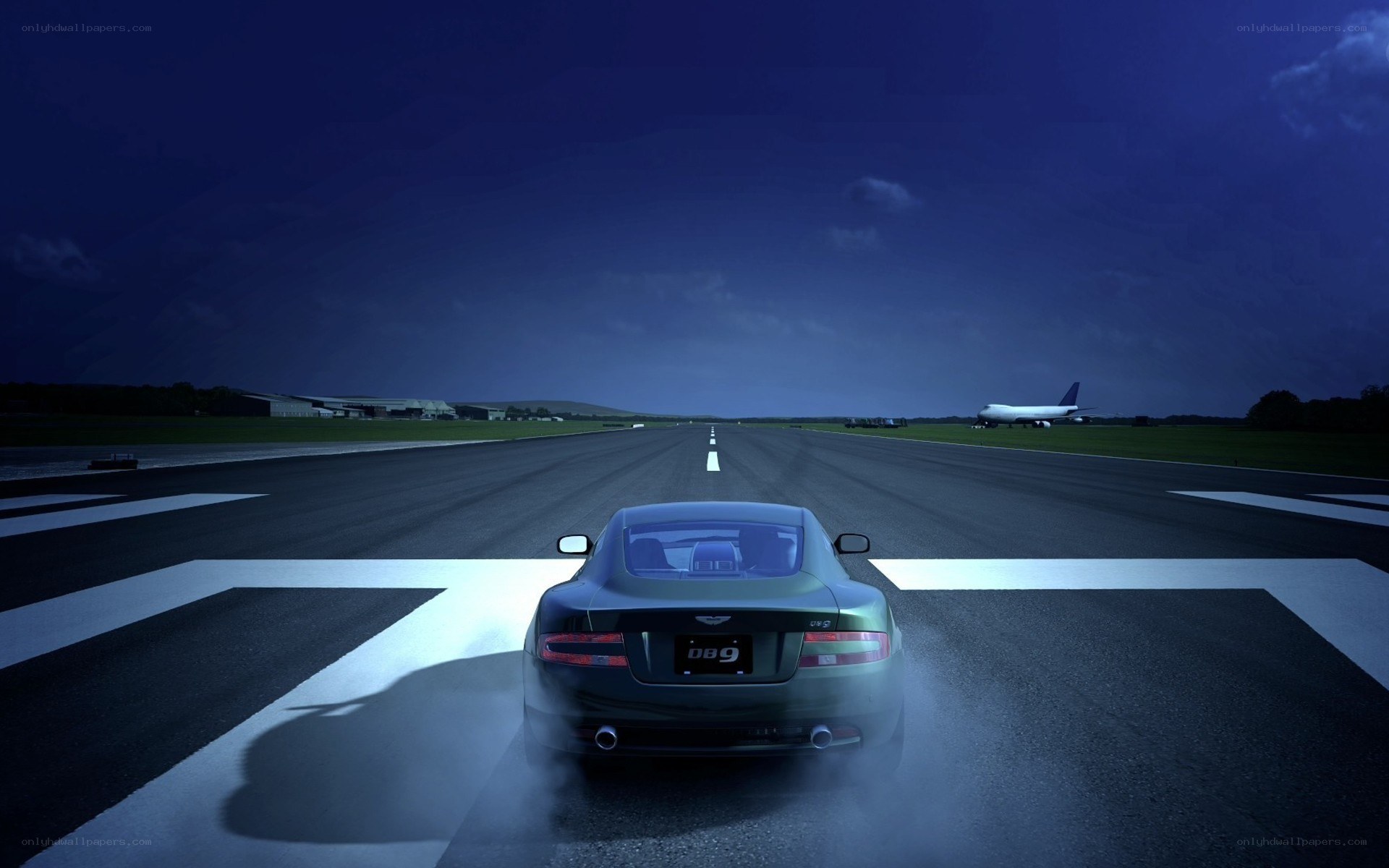 Aston Martin DB9 on runway