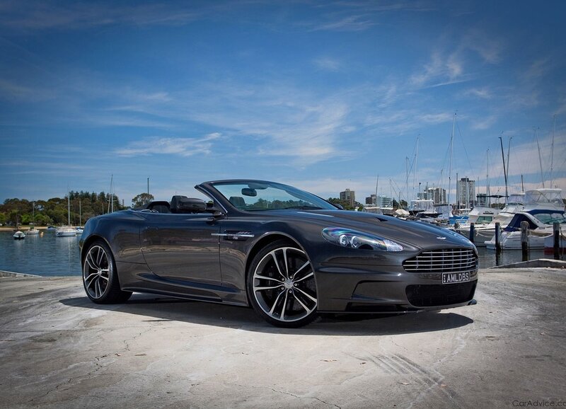 Aston Martin DBS convertible by the marina