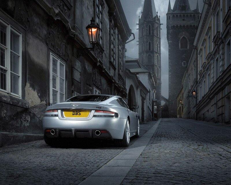 Aston Martin DBS in a cobblestone alley