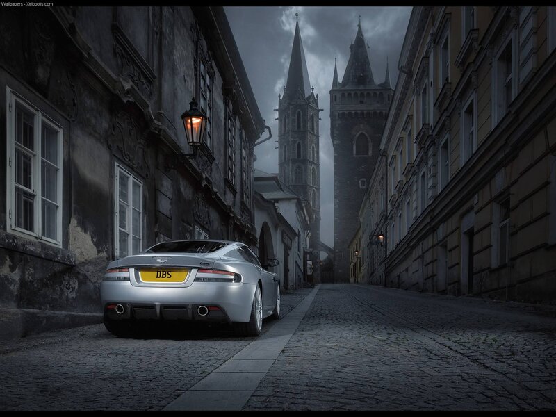 Aston Martin DBS in a cobblestone alley