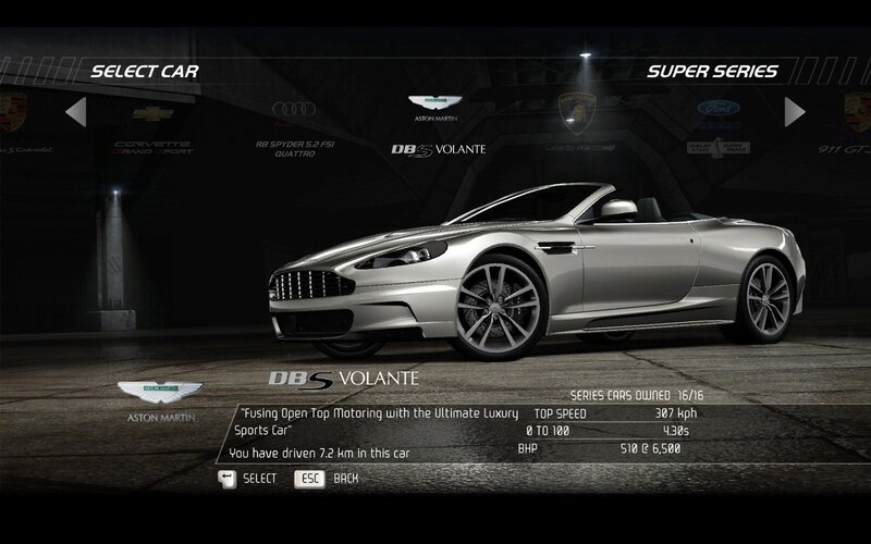 Aston Martin DBS Volante car selection