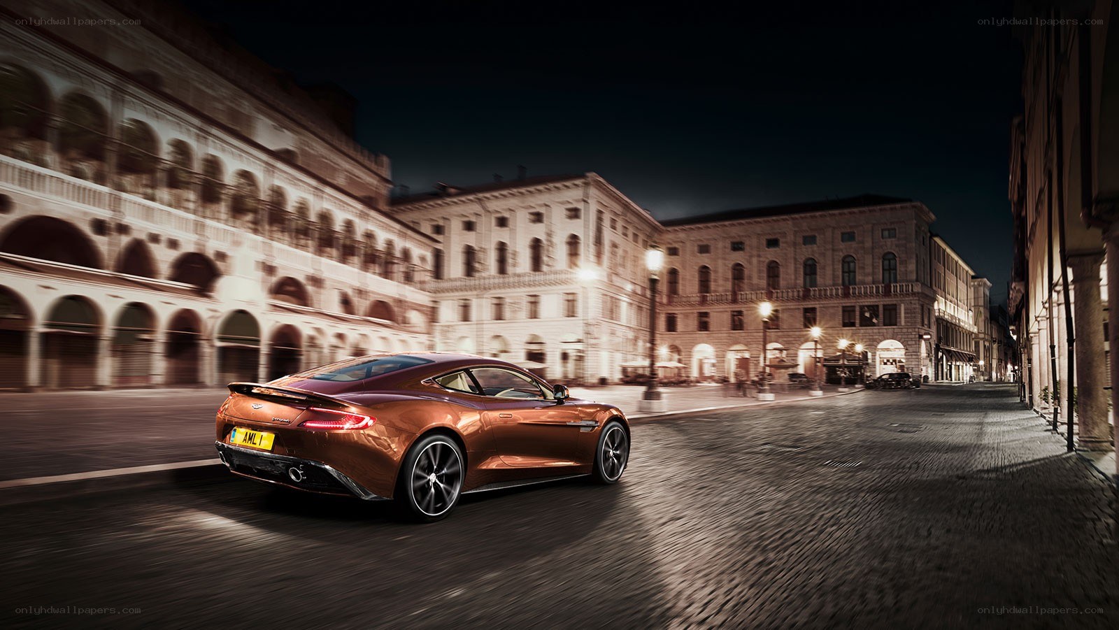Aston Martin driving at night