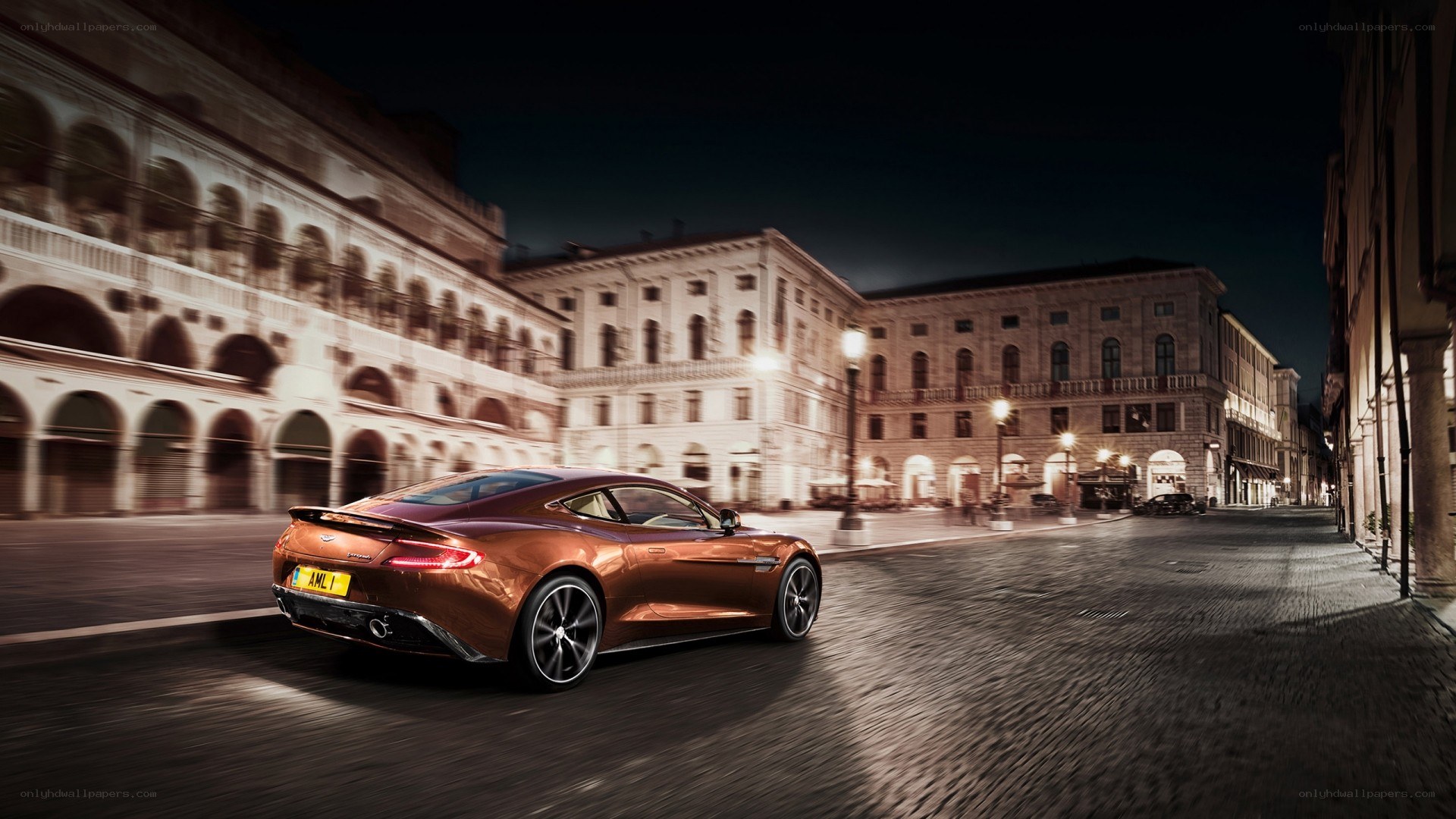 Aston Martin driving at night