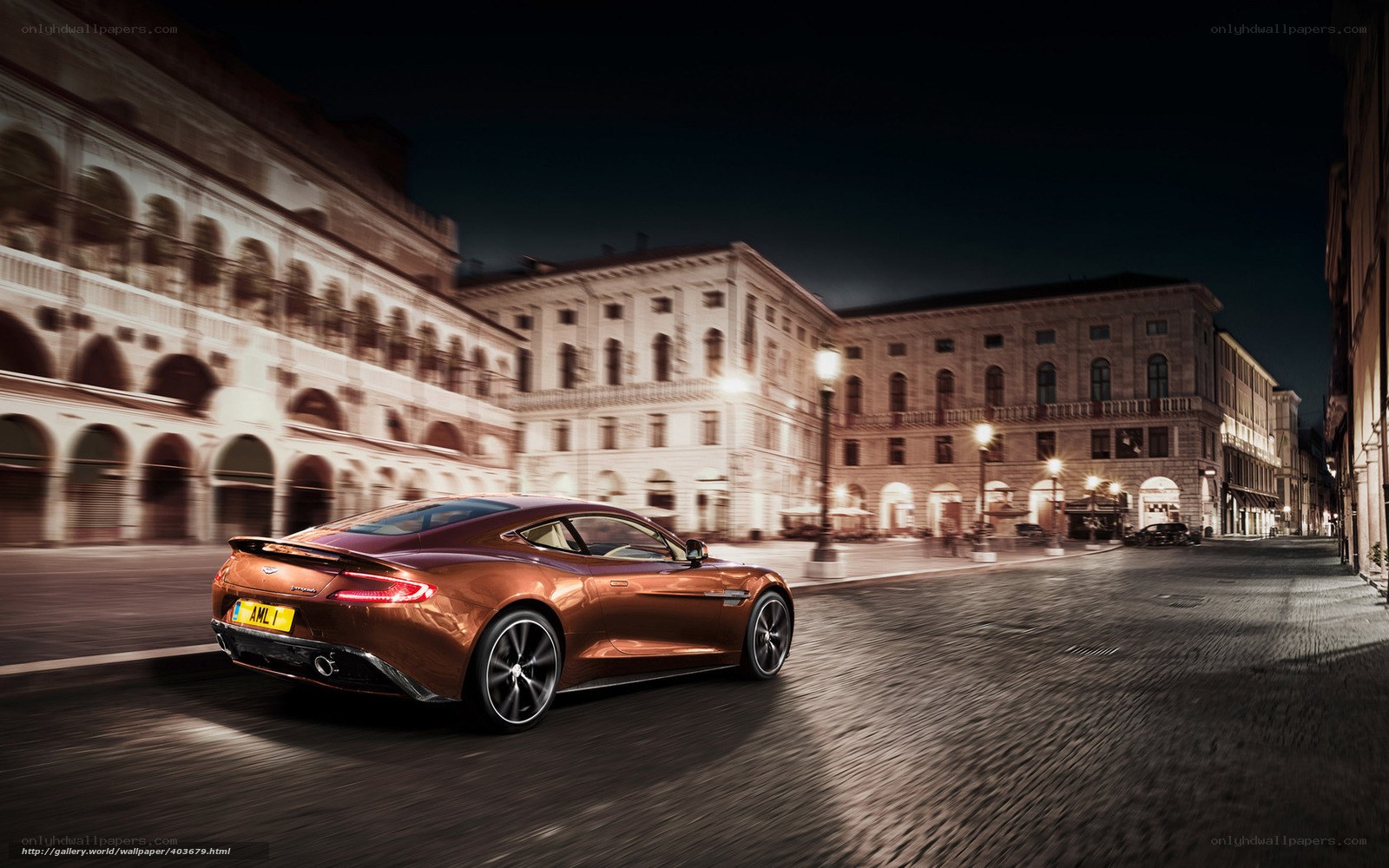 Aston Martin driving at night