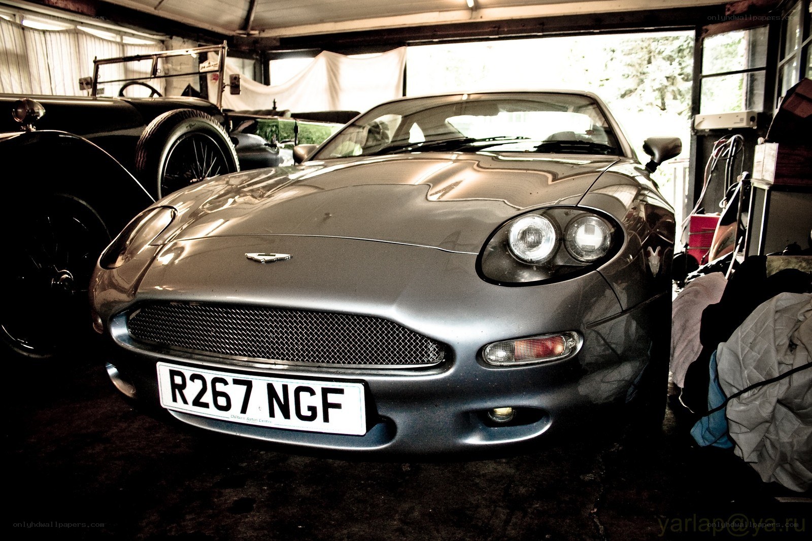 Aston Martin in a garage