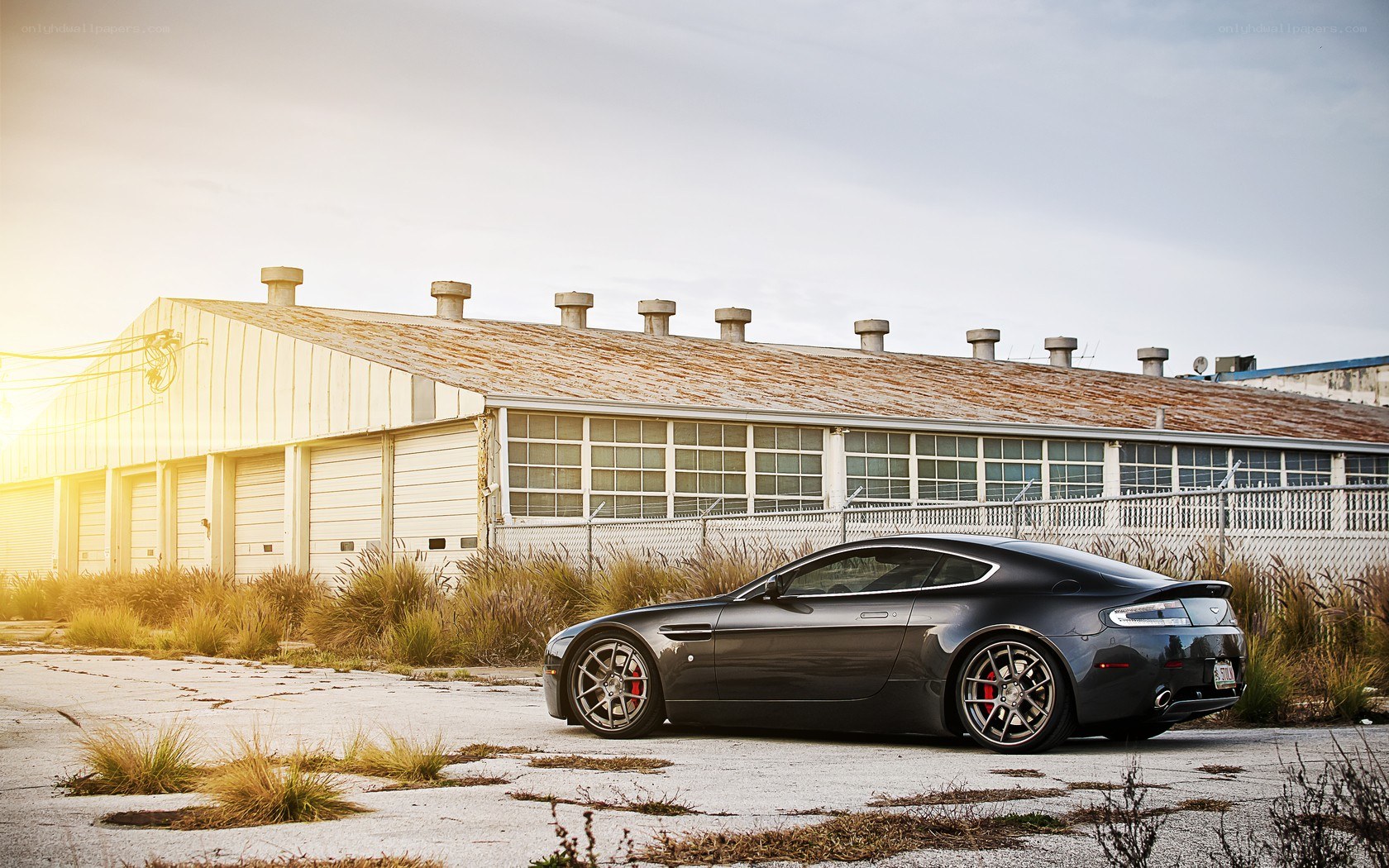 Aston Martin in industrial setting
