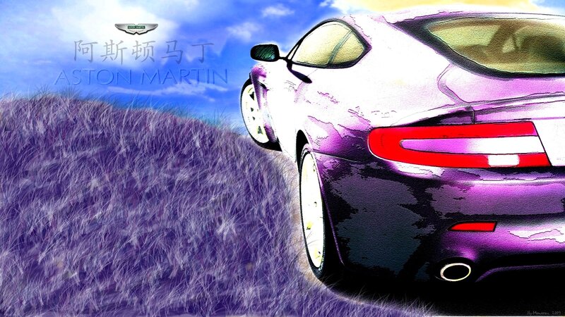 Aston Martin in purple field