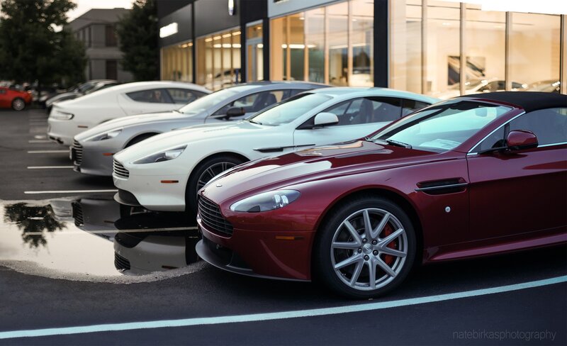 Aston Martin lineup at dealership