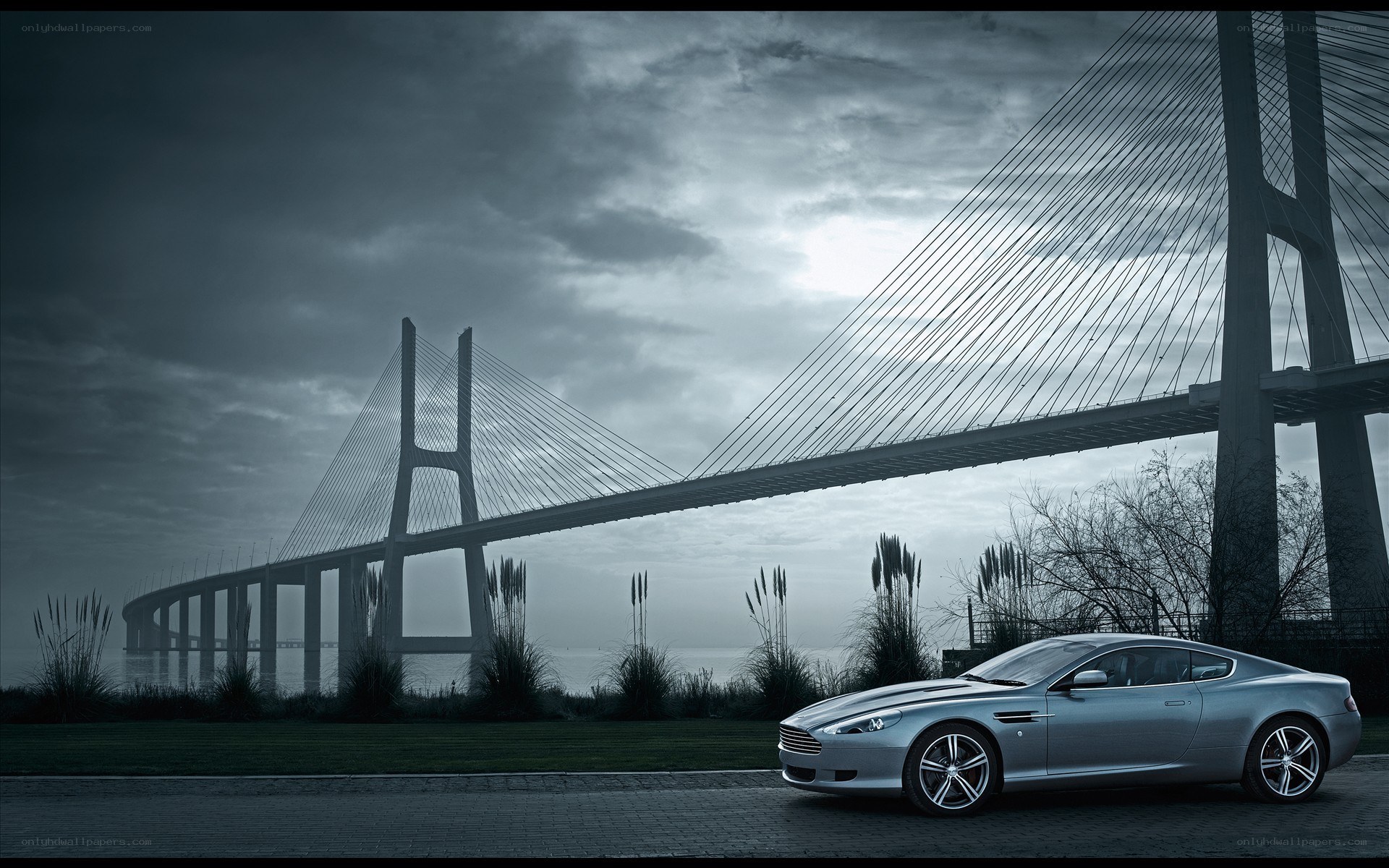 Aston Martin on a bridge