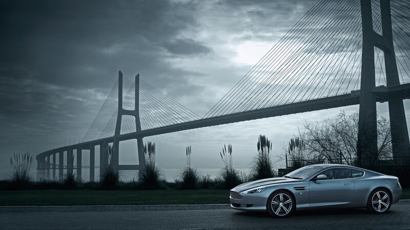 Aston Martin on a bridge
