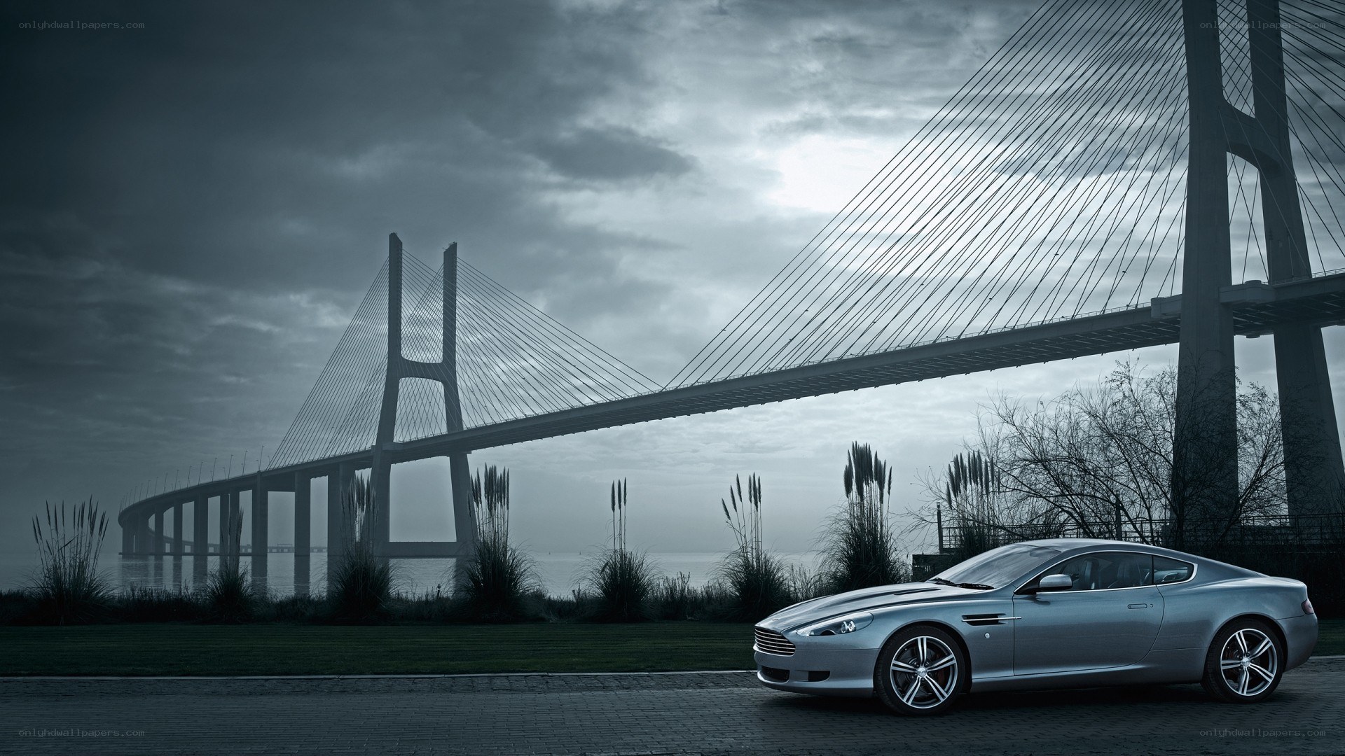 Aston Martin on a bridge
