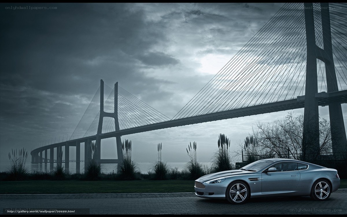 Aston Martin on a bridge