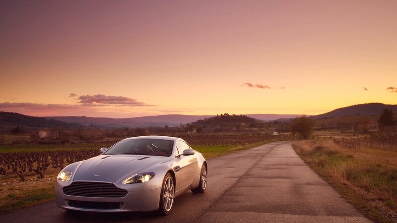 Aston Martin on a country road