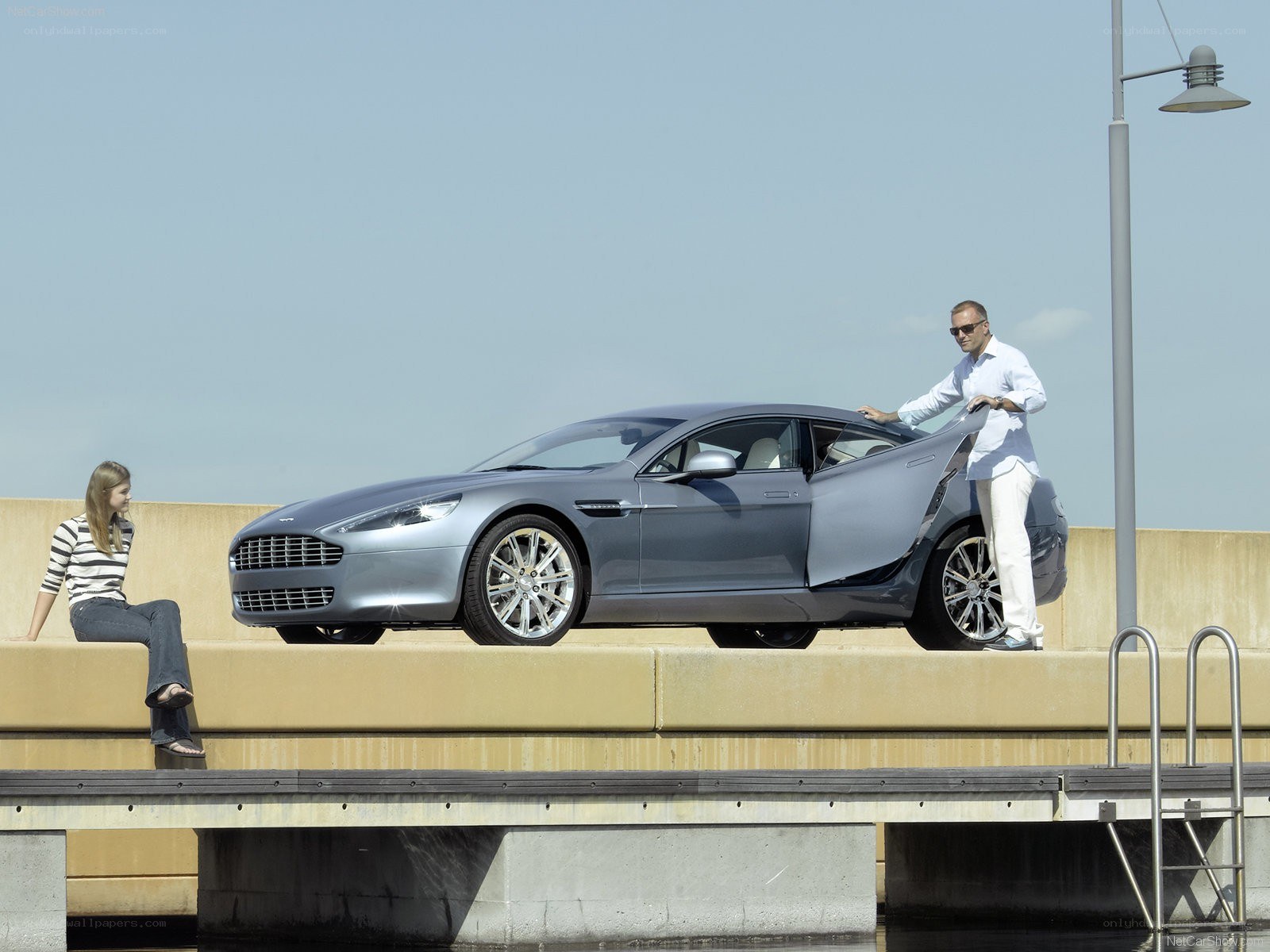 Aston Martin on a dock