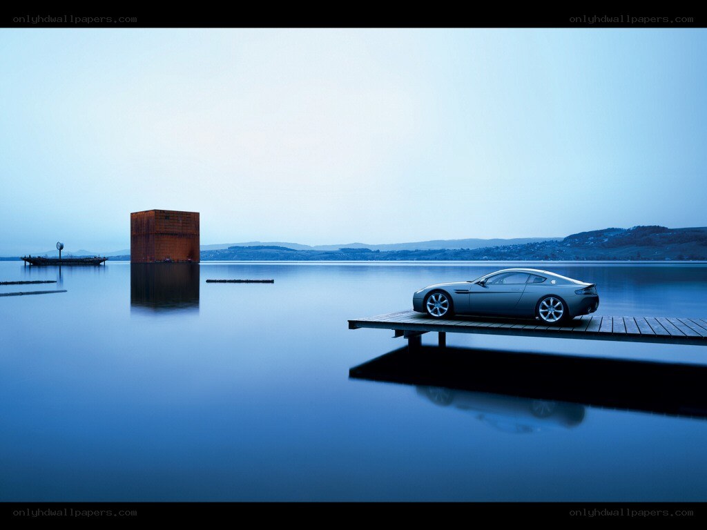 Aston Martin on a dock