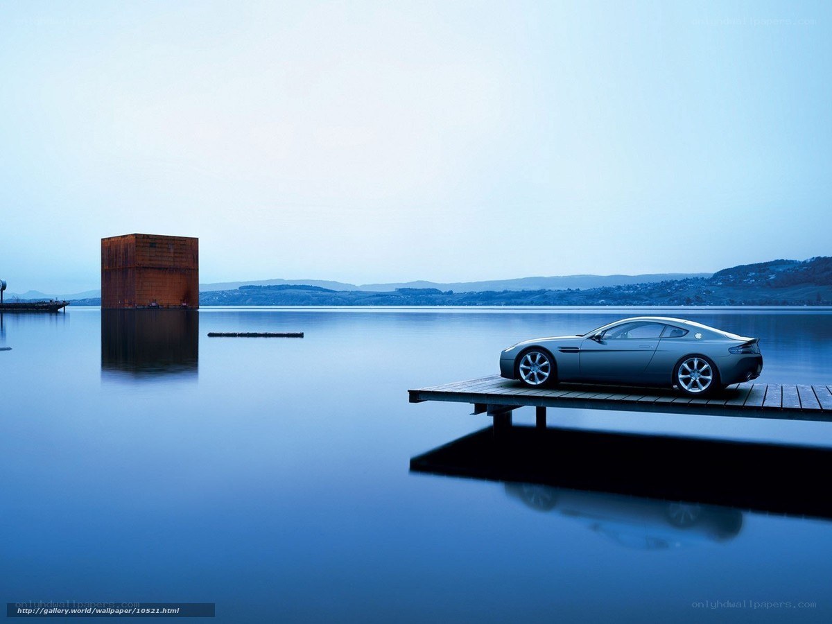 Aston Martin on a dock