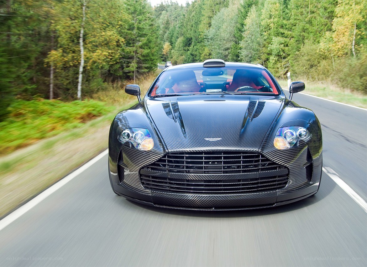 Aston Martin on a forest road
