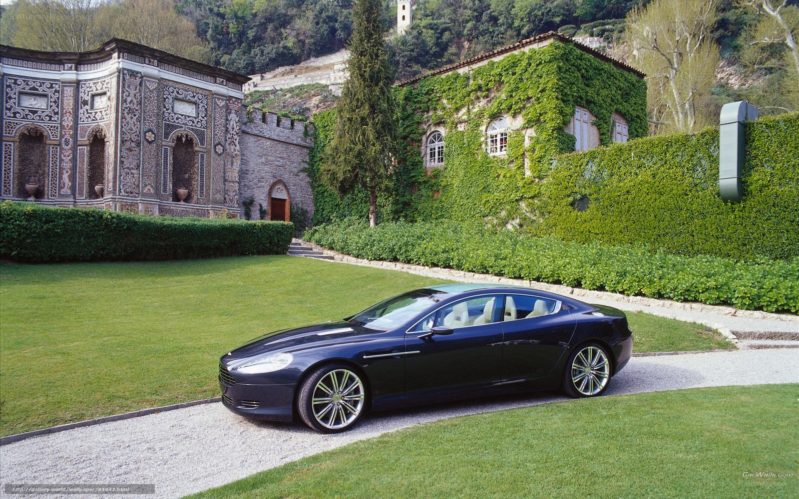 Aston Martin on a gravel path