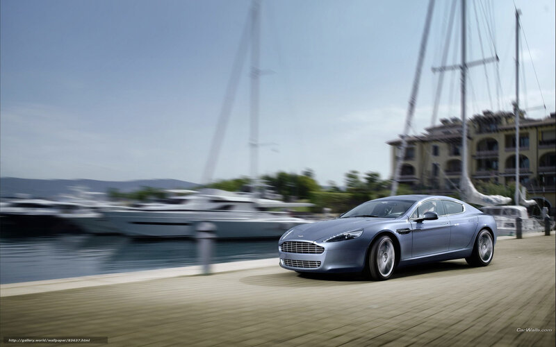 Aston Martin on a marina promenade