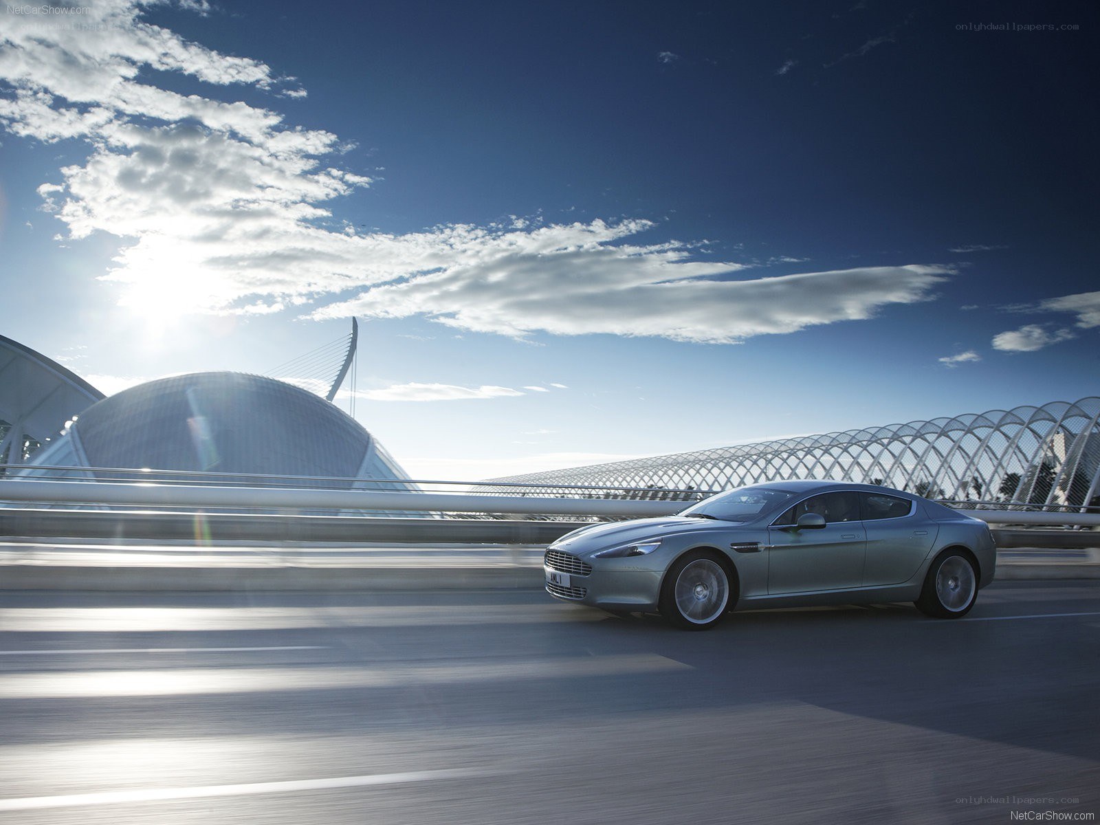 Aston Martin on a modern bridge