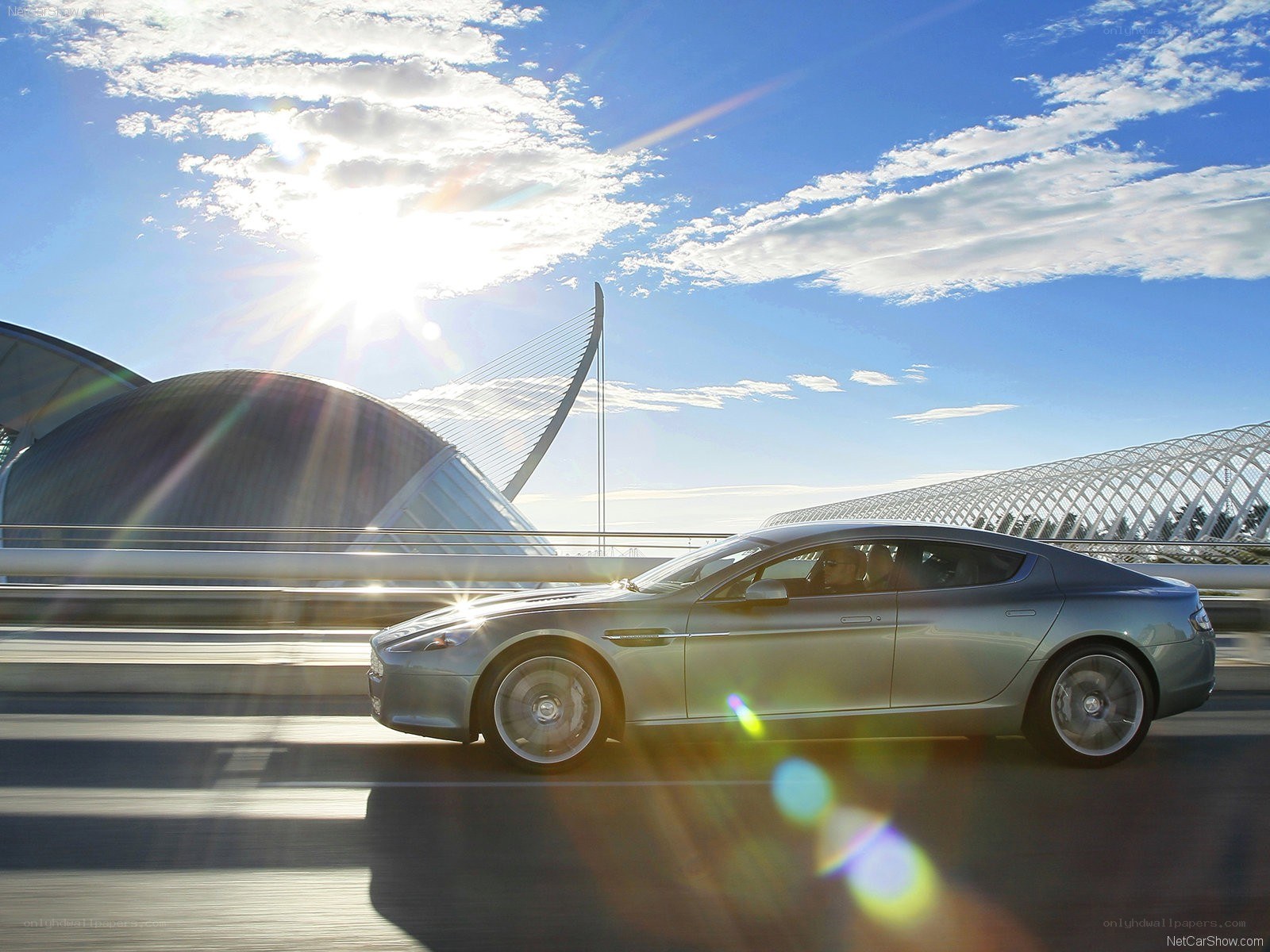Aston Martin on a modern bridge