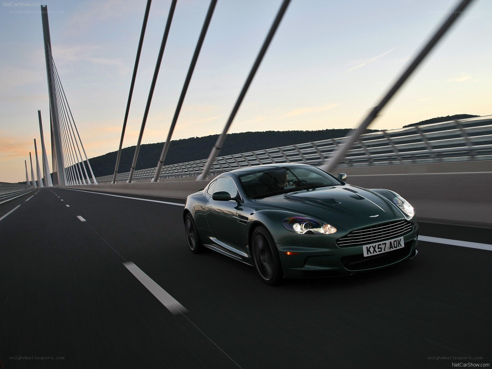 Aston Martin on a modern bridge