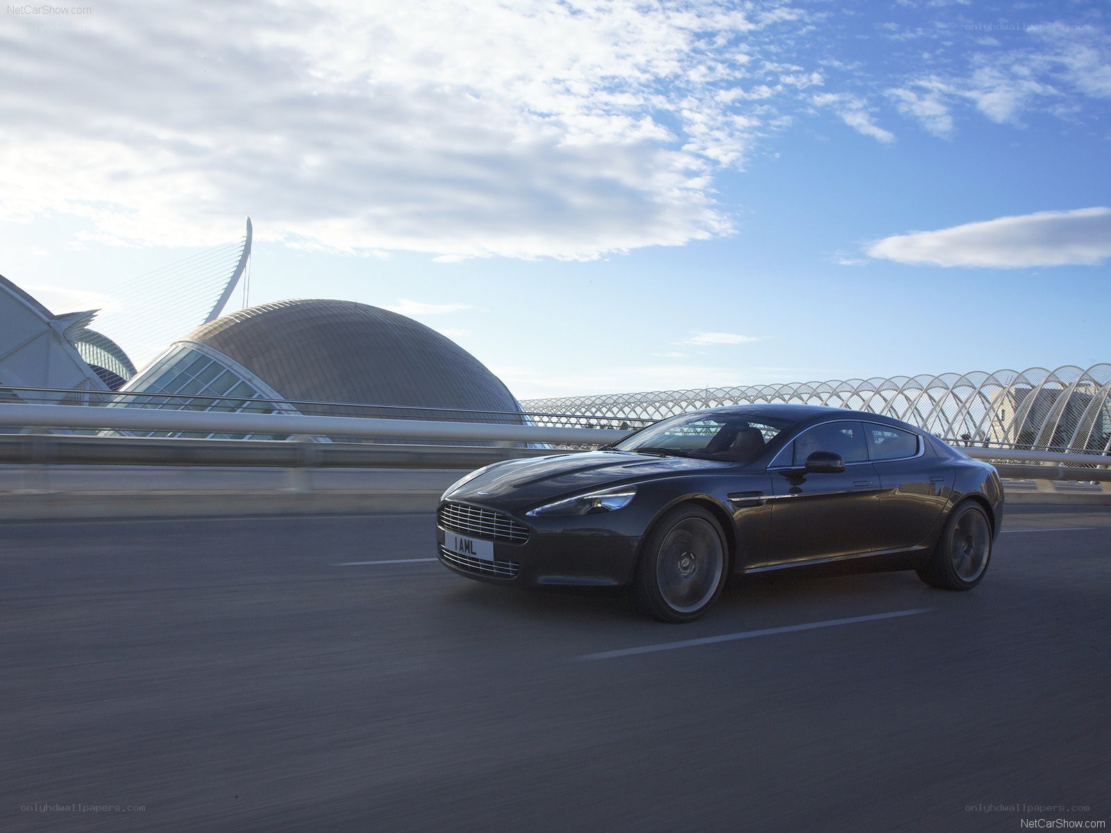 Aston Martin on a modern bridge