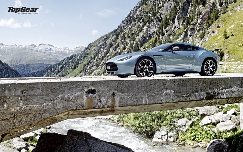 Aston Martin on a mountain bridge
