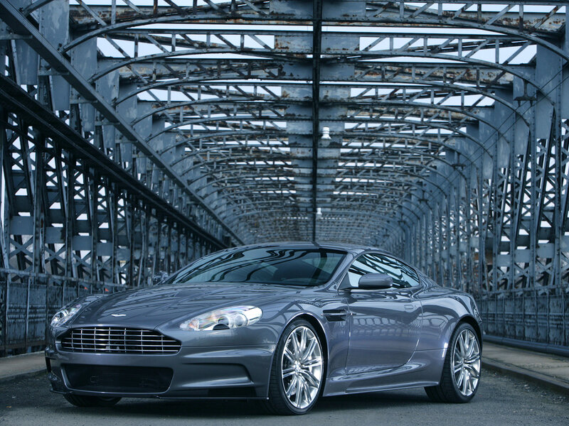 Aston Martin on a steel bridge