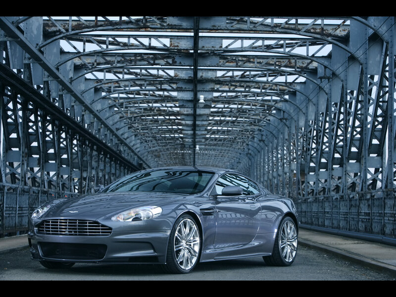 Aston Martin on a steel bridge