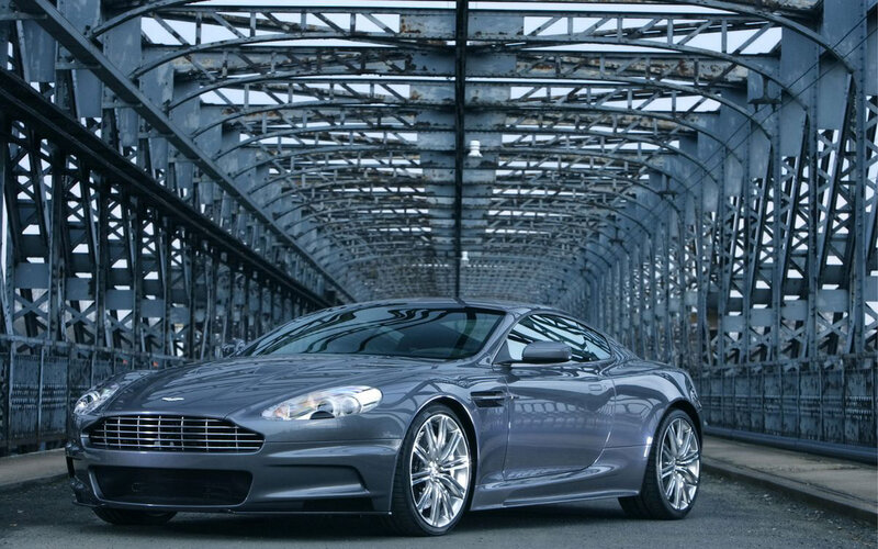 Aston Martin on a steel bridge