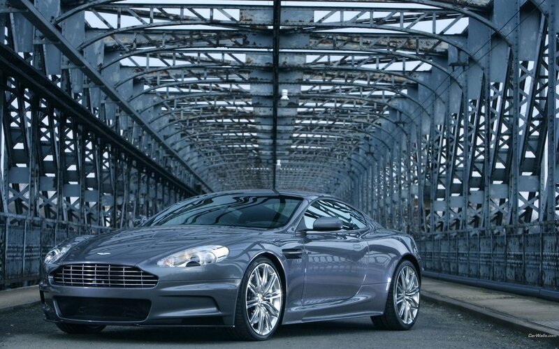 Aston Martin on a steel bridge