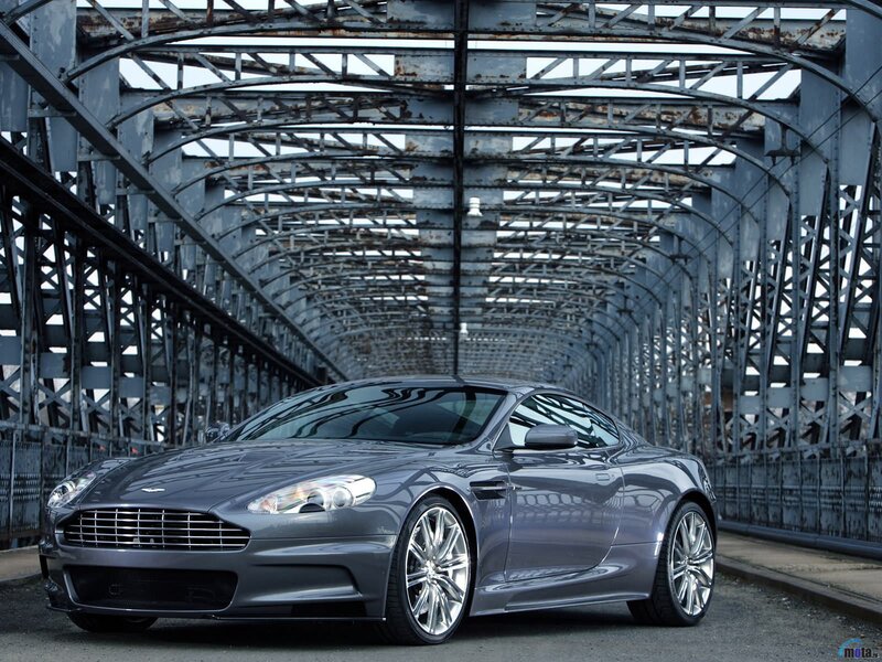 Aston Martin on a steel bridge