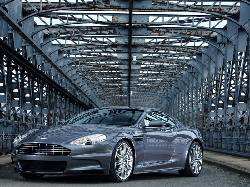 Aston Martin on a steel bridge